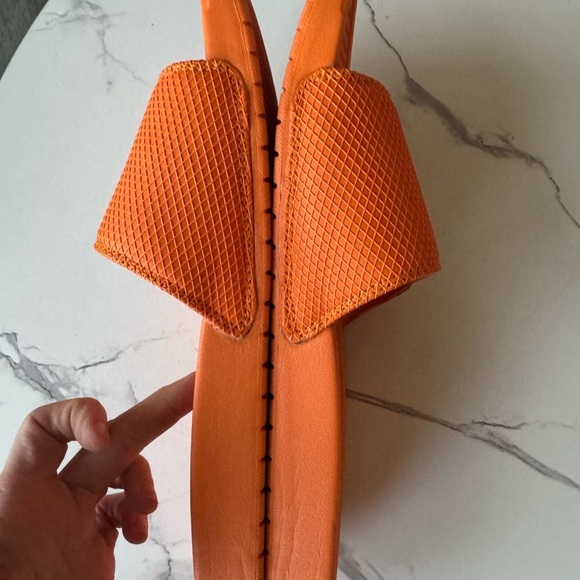 Sandalboyz Men 15 - Orange Slide Sandals with Gold and White Stripes - Picture 5 of 7